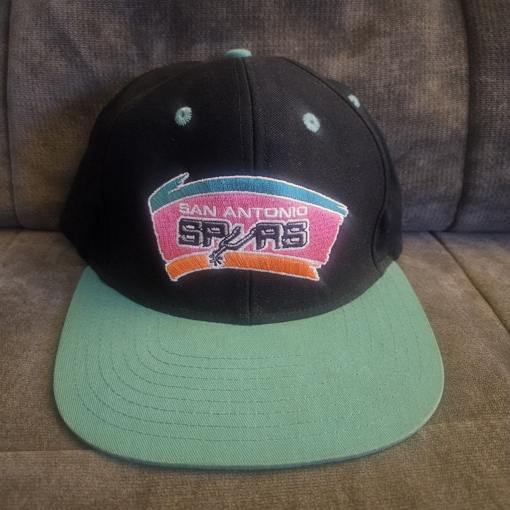 Retro San Antonio Spurs Cap Adidas Hardwood Classics Teal Brim 100% Cotton EUC